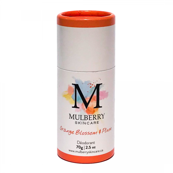 Orange Blossom & Plum Deodorant in Cardboard Tube by Mulberry Skincare - Zero Waste Shop Winnipeg
