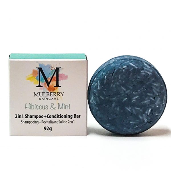 Hibiscus & Mint 2 in 1 Shampoo + Conditioner Bar by Mulberry Skincare - Zero Waste Shop Winnipeg