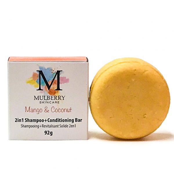 Mango & Coconut 2 in 1 Shampoo + Conditioner Bar by Mulberry Skincare - Zero Waste Shop Winnipeg