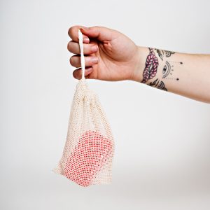Organic cotton mesh drawstring soap saver bag, by Sew Dandee - Zero Waste Shop Winnipeg
