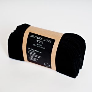 100% Cotton Flannel Black Reusable Cloth Wipes - Zero Waste Shop Winnipeg