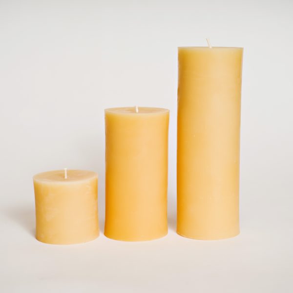 100% Beeswax Pillar candles 3inch, 6inch, 9inch by Barletta Beeswax - Zero Waste Shop Winnipeg