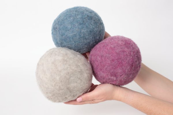 100% Canadian Wool Dryer Balls, set of 3 multi Color, Pink, Blue, or Natural, by ULAT Dryer Balls - Zero Waste Shop Winnipeg